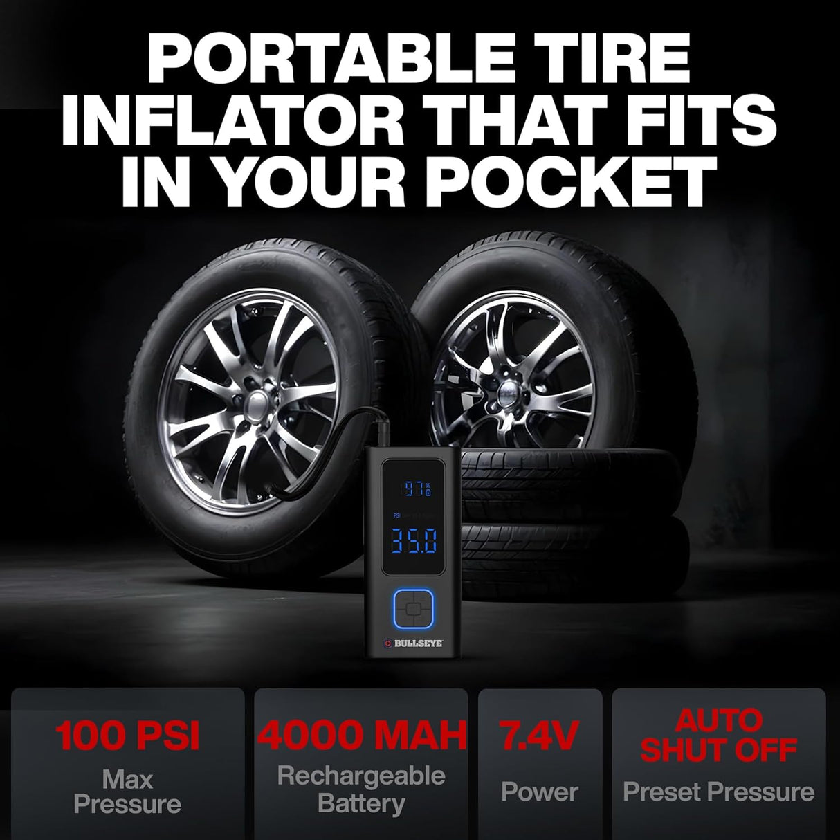 Bullseye Pocket Air Portable Tire Inflator